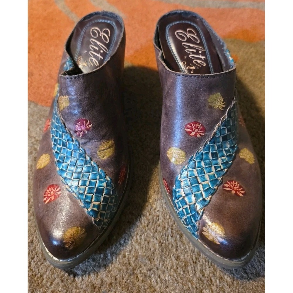 Womens Elite By Corkys Genuine Leather Shoes Size7 Mule Interior Peeling